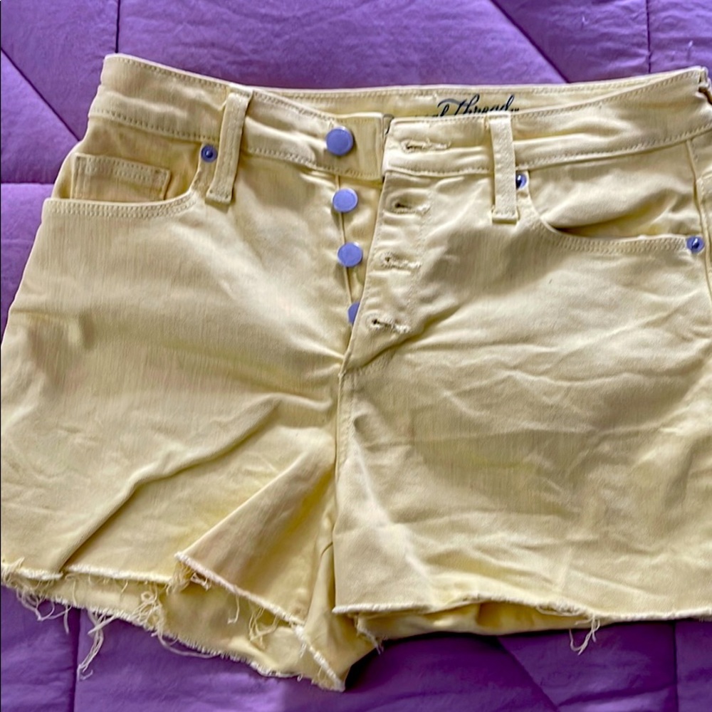 Yellow high rise denim shorts size 2